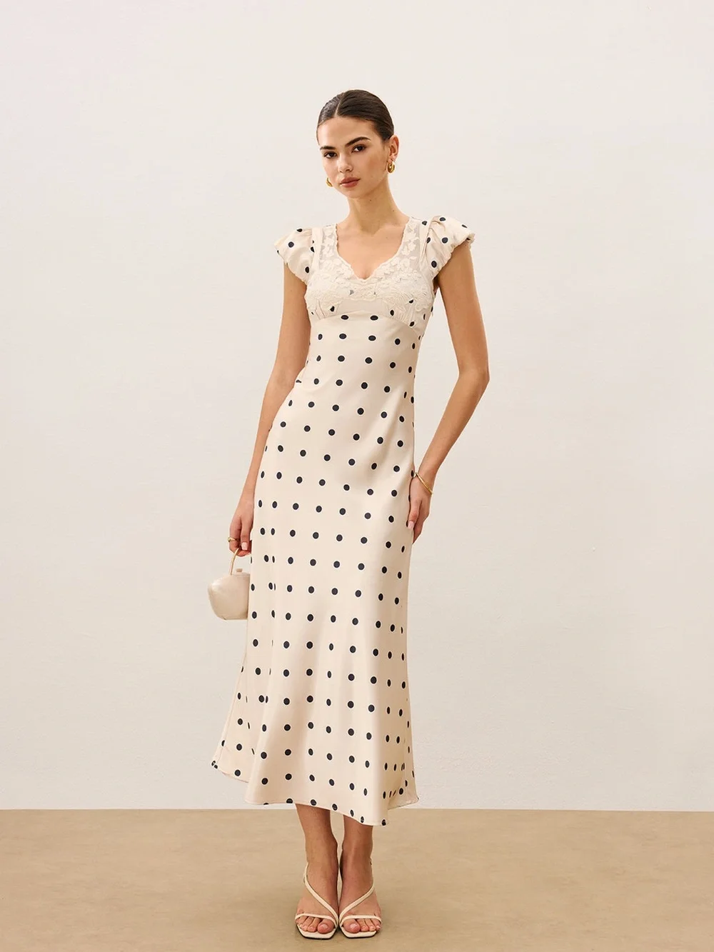 Commense Lace Trim Polka Dot Dress - Size XS - Picture 5 of 14